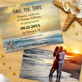 Nautical Beach Foto Save the Date Aankondiging