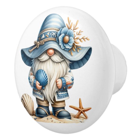 Nautical Beach Gnome Keramische Knop (Rechts)