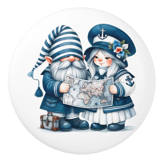 Nautical Beach Gnome Keramische Knop (Voorkant)