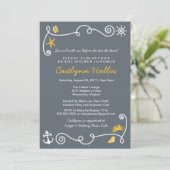 Nautical Beach Grey & Yellow Bridal of Baby shower Kaart (Staand voorkant)