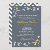 Nautical Beach Grey & Yellow Bridal of Baby shower Kaart (Voorkant / Achterkant)