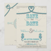 Nautical Beach Heart Knot Save the Date (Voorkant / Achterkant)