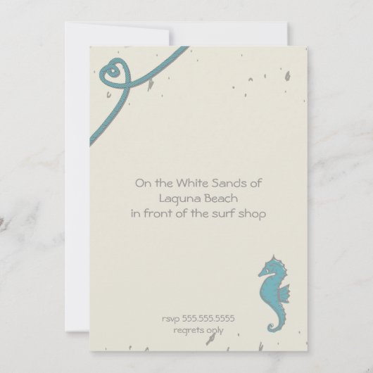 Nautical Beach Heart Knot Wedding Invite Kaart (Achterkant)