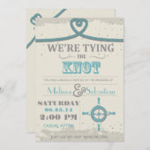 Nautical Beach Heart Knot Wedding Invite Kaart (Voorkant / Achterkant)