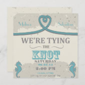 Nautical Beach Heart Knot Wedding Invite Kaart (Voorkant / Achterkant)