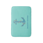 Nautical Beach House, Anchor, Rope, Mint Green Badmat (Voorkant Verticaal)