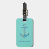 Nautical Beach House, Anchor, Rope, Mint Green Bagagelabel (Voorkant verticaal)