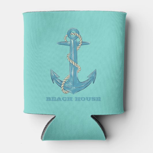 Nautical Beach House, Anchor, Rope, Mint Green Blikjeskoeler (Voorkant)