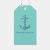 Nautical Beach House, Anchor, Rope, Mint Green Cadeaulabel (Voorkant)