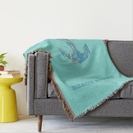 Nautical Beach House, Anchor, Rope, Mint Green Deken
