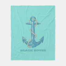 Nautical Beach House, Anchor, Rope, Mint Green