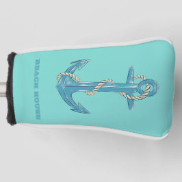 Nautical Beach House, Anchor, Rope, Mint Green Golfheadcover