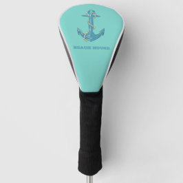 Nautical Beach House, Anchor, Rope, Mint Green Golfheadcover