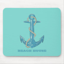Nautical Beach House, Anchor, Rope, Mint Green