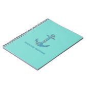 Nautical Beach House, Anchor, Rope, Mint Green Notitieboek (Linkerzijde)
