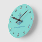 Nautical Beach House, Anchor, Rope, Mint Green  Ronde Klok (Hoek)