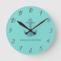 Nautical Beach House, Anchor, Rope, Mint Green