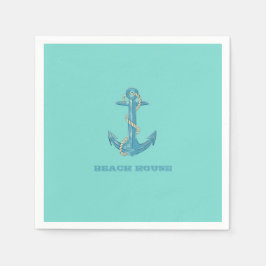 Nautical Beach House, Anchor, Rope, Mint Green Servet