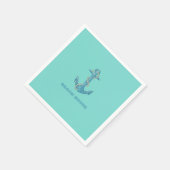 Nautical Beach House, Anchor, Rope, Mint Green Servet (Hoek)