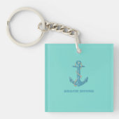 Nautical Beach House, Anchor, Rope, Mint Green Sleutelhanger (voorkant)