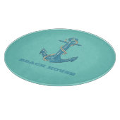Nautical Beach House, Anchor, Rope, Mint Green Snijplank (Hoek)
