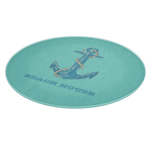 Nautical Beach House, Anchor, Rope, Mint Green Snijplank (Hoek)