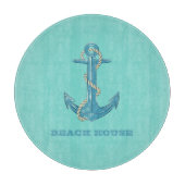 Nautical Beach House, Anchor, Rope, Mint Green Snijplank (Voorkant)