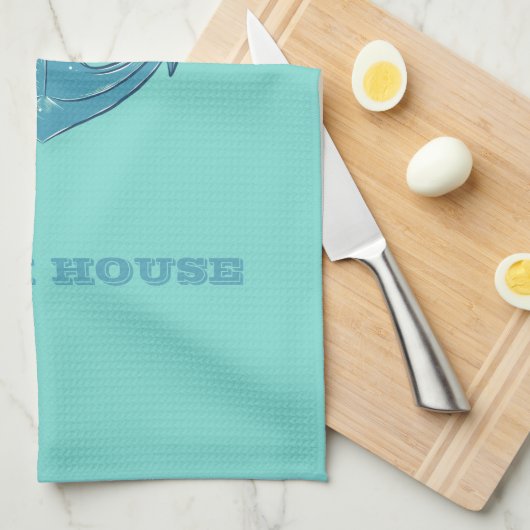 Nautical Beach House, Anchor, Rope, Mint Green Theedoek (Quarter Fold)