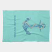 Nautical Beach House, Anchor, Rope, Mint Green Theedoek (Horizontaal)