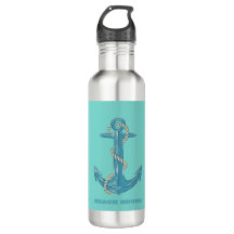 Nautical Beach House, Anchor, Rope, Mint Green