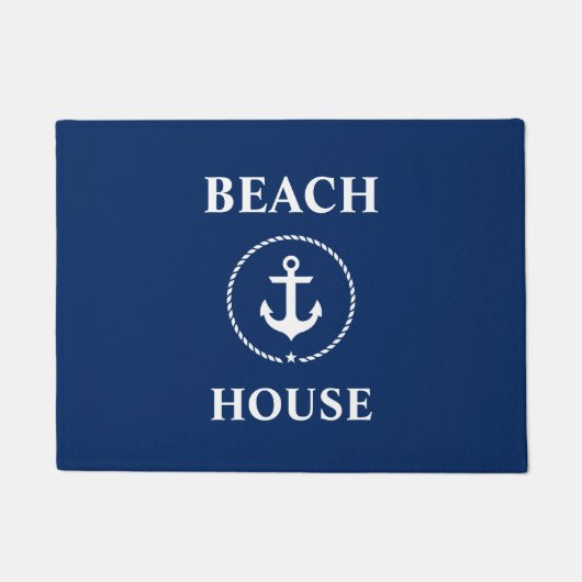 Nautical Beach House Anker Navy Blue Deurmat (Voorkant)
