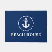 Nautical Beach House Anker Touw Navy Blue Deurmat (Voorkant)