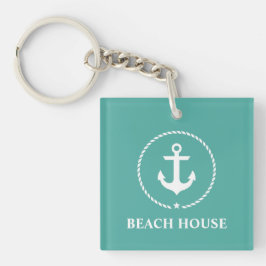 Nautical Beach House Anker Touw Sleutelhanger