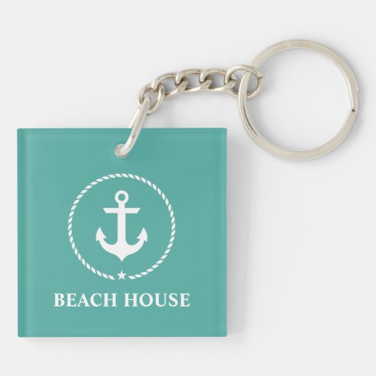 Nautical Beach House Anker Touw Sleutelhanger (Achterkant)