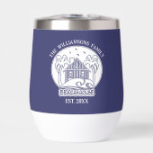 Nautical Beach House Blauw Wit Anker Familienaam (Voorkant)