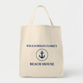 Nautical Beach House Blue Anchor Grocery Tote Bag (Voorkant)