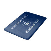 Nautical Beach House Familienaam Anchor Navy Blue Badmat (Gekanteld)