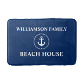 Nautical Beach House Familienaam Anchor Navy Blue Badmat (Voorkant)