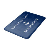Nautical Beach House Familienaam Anchor Navy Blue Badmat (Gekanteld)