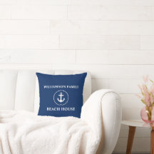 Nautical Beach House Familienaam Anchor Navy Blue