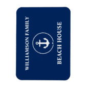 Nautical Beach House Familienaam Anchor Navy Blue Magneet (Verticaal)