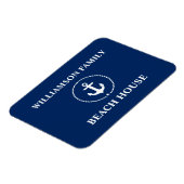Nautical Beach House Familienaam Anchor Navy Blue Magneet (Linkerzijde)
