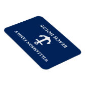 Nautical Beach House Familienaam Anchor Navy Blue Magneet (Rechterzijde)