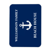 Nautical Beach House Familienaam Anchor Navy Blue Magneet (Verticaal)
