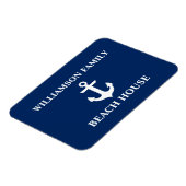 Nautical Beach House Familienaam Anchor Navy Blue Magneet (Linkerzijde)