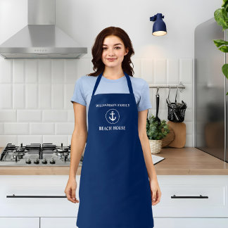 Nautical Beach House Familienaam Anchor Navy Blue Schort