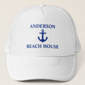 Nautical Beach House Familienaam Anchor White Trucker Pet (Voorkant)
