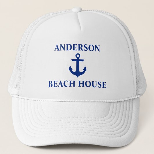 Nautical Beach House Familienaam Anchor White Trucker Pet (Voorkant)