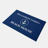 Nautical Beach House familienaam anker blauw groot Deurmat (Schuin)