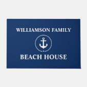 Nautical Beach House familienaam anker blauw groot Deurmat (Voorkant)